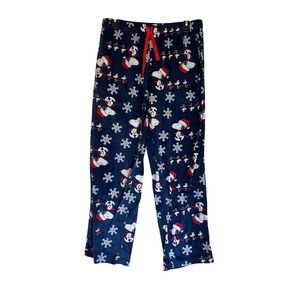 SOLD Peanuts Snoopy Christmas Pajama Pants Fleece Blue Snowflakes Men's Size M